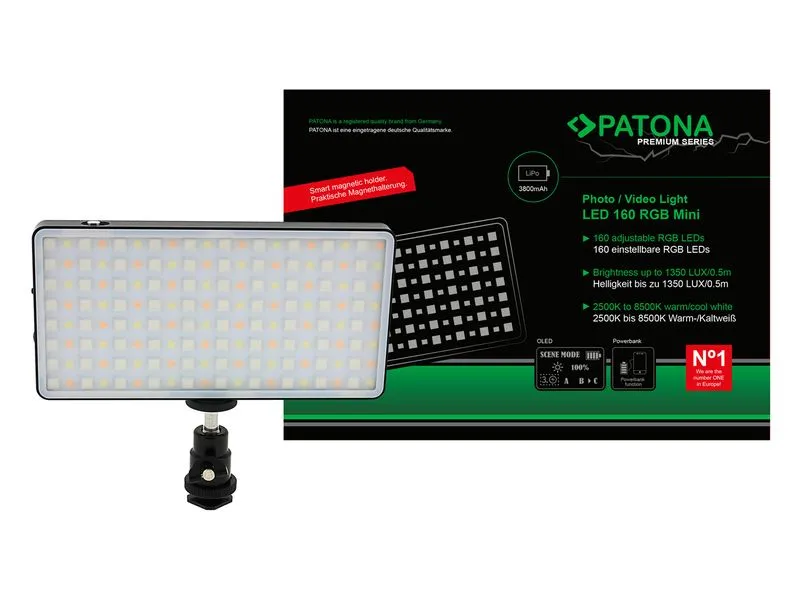 Patona Premium LED Foto und Videolicht 160