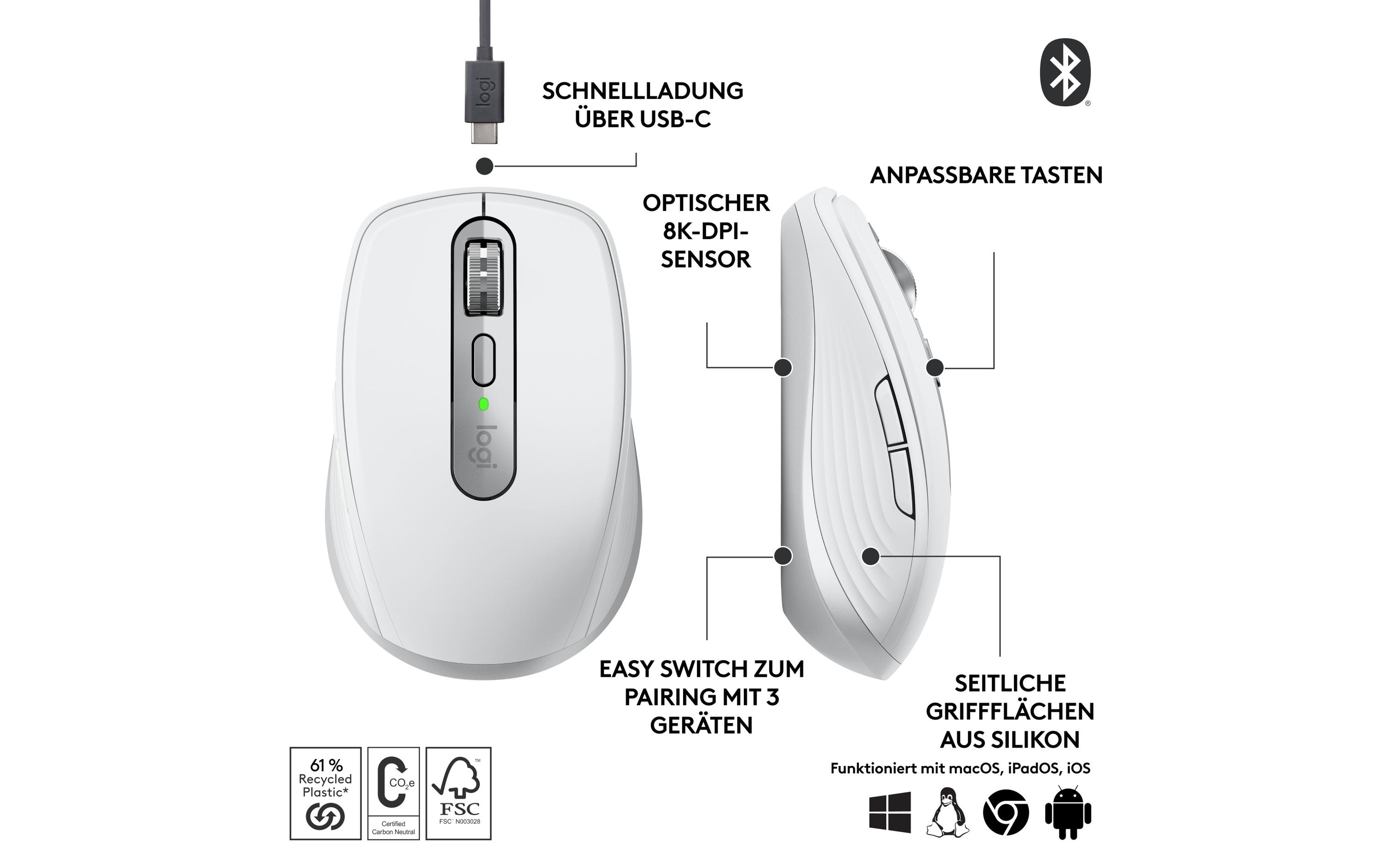Logitech Mobile Maus MX Anywhere 3s Pale Grey