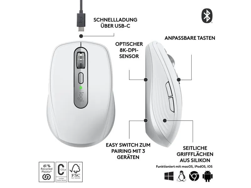 Logitech Mobile Maus MX Anywhere 3s Pale Grey Logitech Mobile Maus MX Anywhere 3s Pale Grey