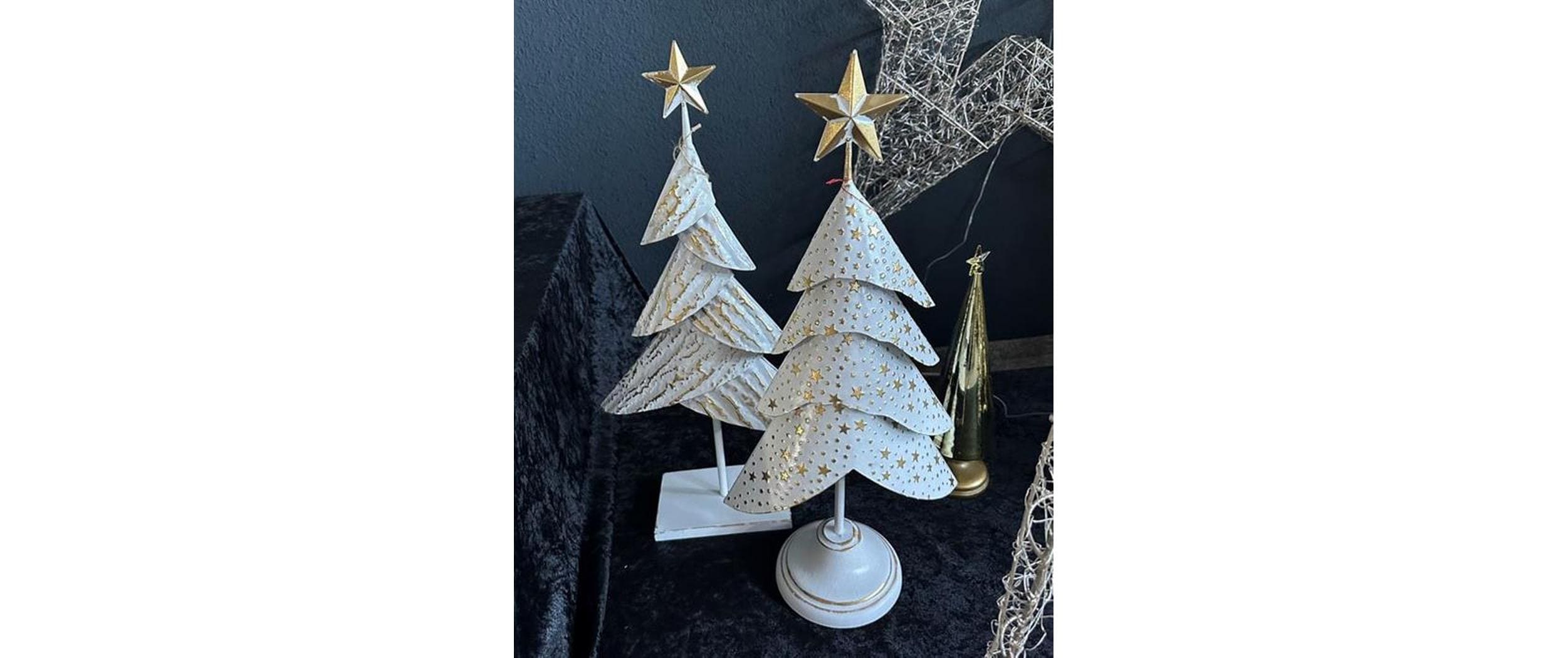 Dameco Weihnachtsfigur Christbaum 12 x 30 x 59 cm, Gold/Weiss