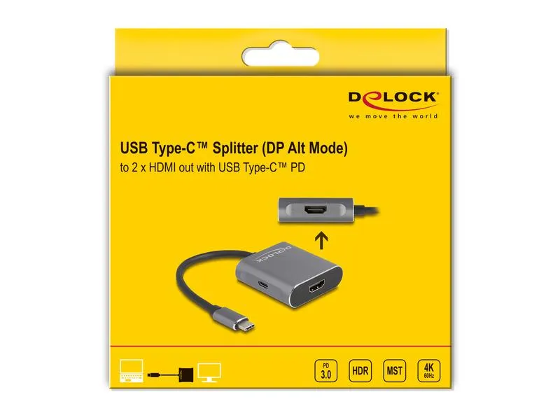 Delock 2-Port Signalsplitter USB-C – 2x HDMI