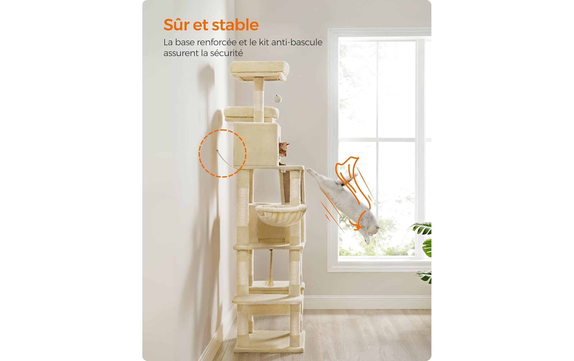 Feandrea Kratzbaum sandbeige 60 x 50 x 206 cm