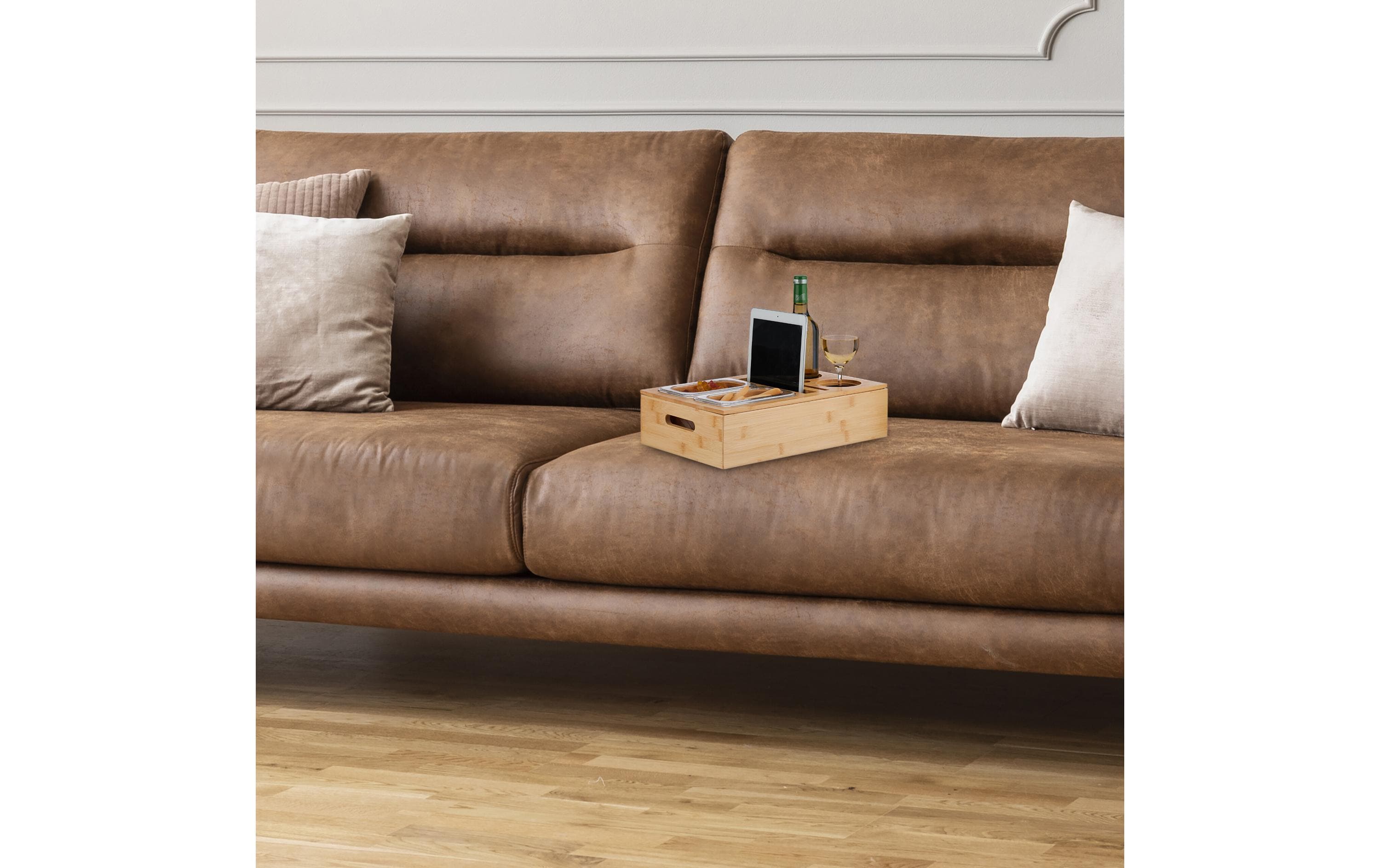 relaxdays Serviertablett Hellbraun/Transparent