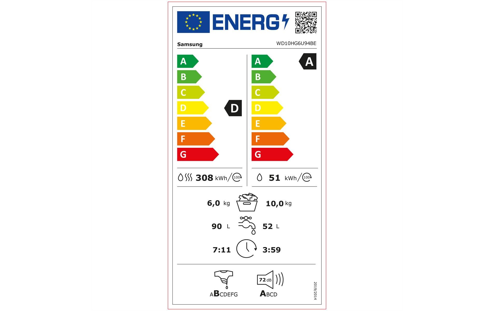 Samsung Waschtrockner WD10HG6U94BEU5 Links