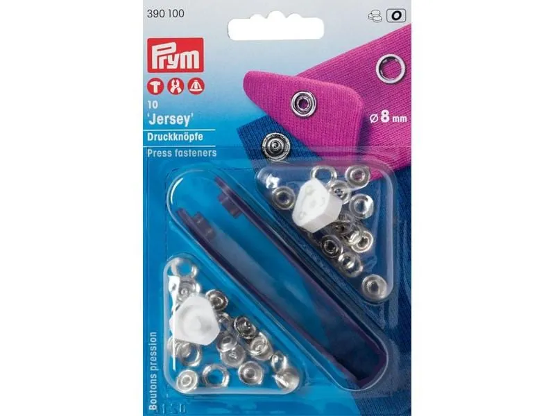 Prym Druckknöpfe Jersey Silber, 8 mm, 10 Stück