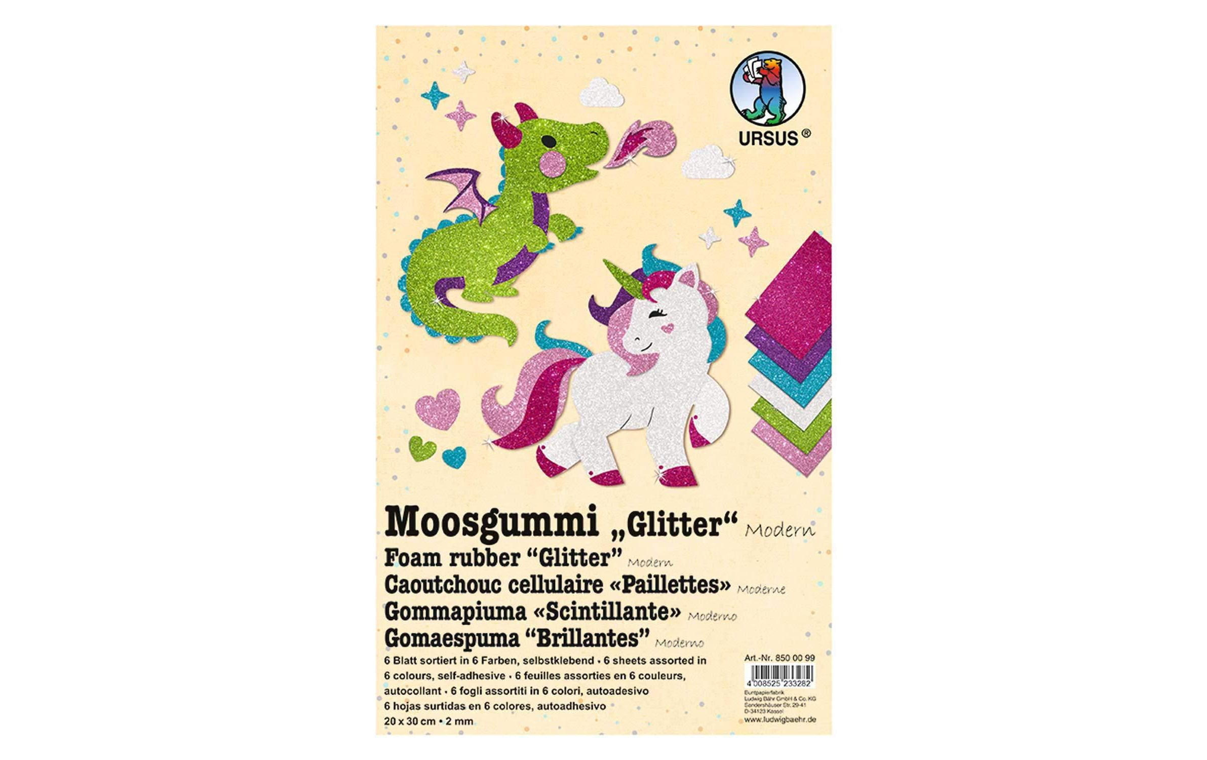 URSUS Moosgummi-Set Glitter Modern selbstklebend, 10 Stück