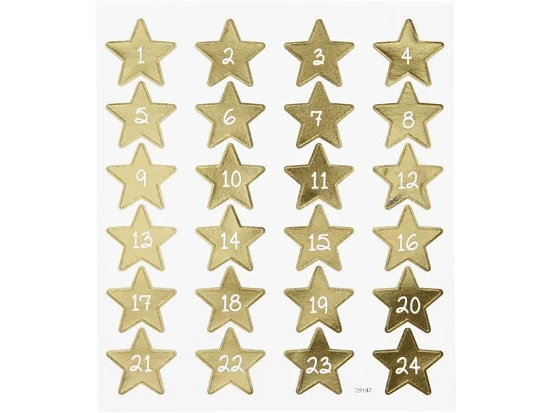 Creativ Company Adventskalender-Zahlen Sticker Stern, 1 Blatt
