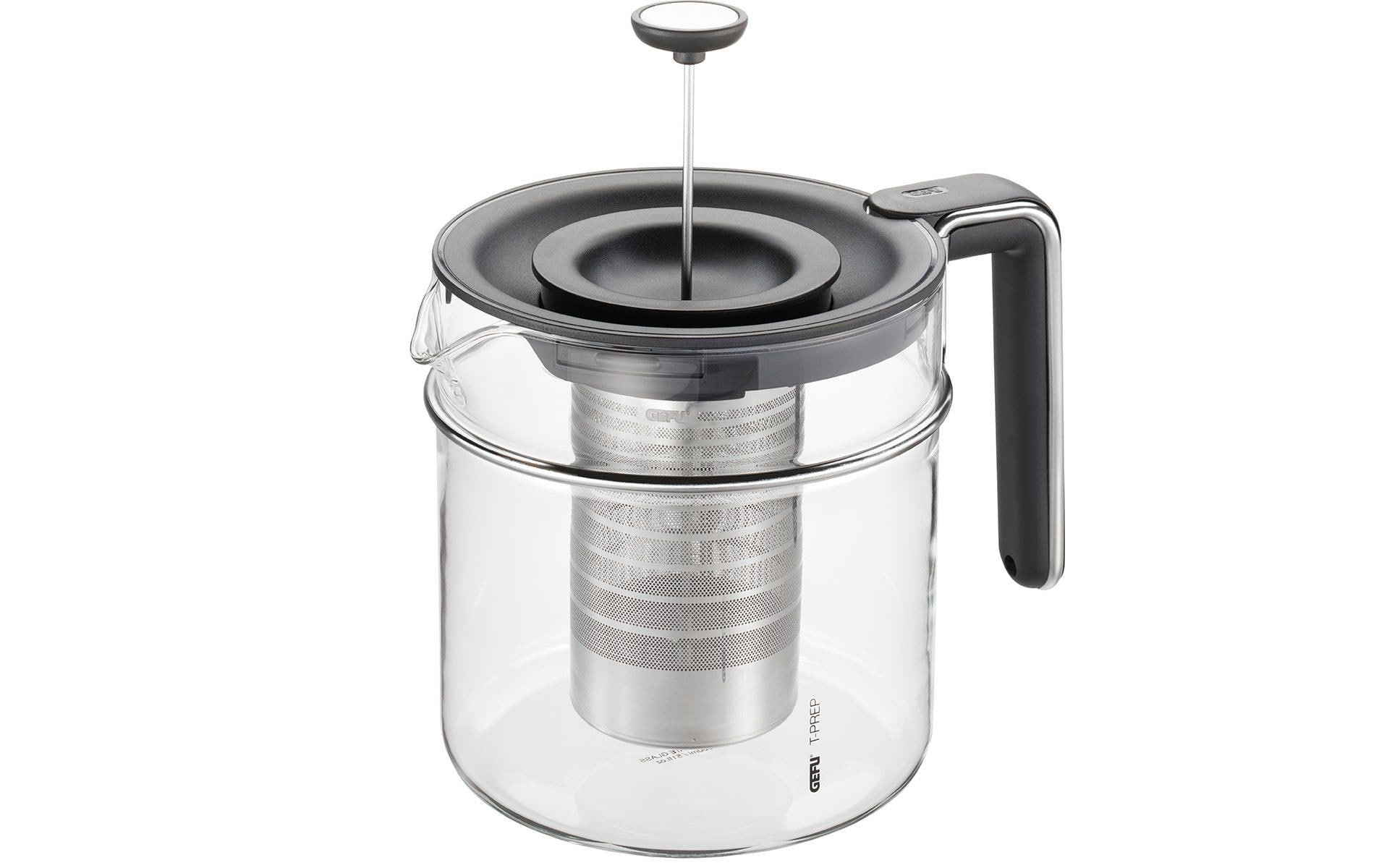 GEFU Teekanne T-Prep 1.5 l, Schwarz/Silber/Transparent