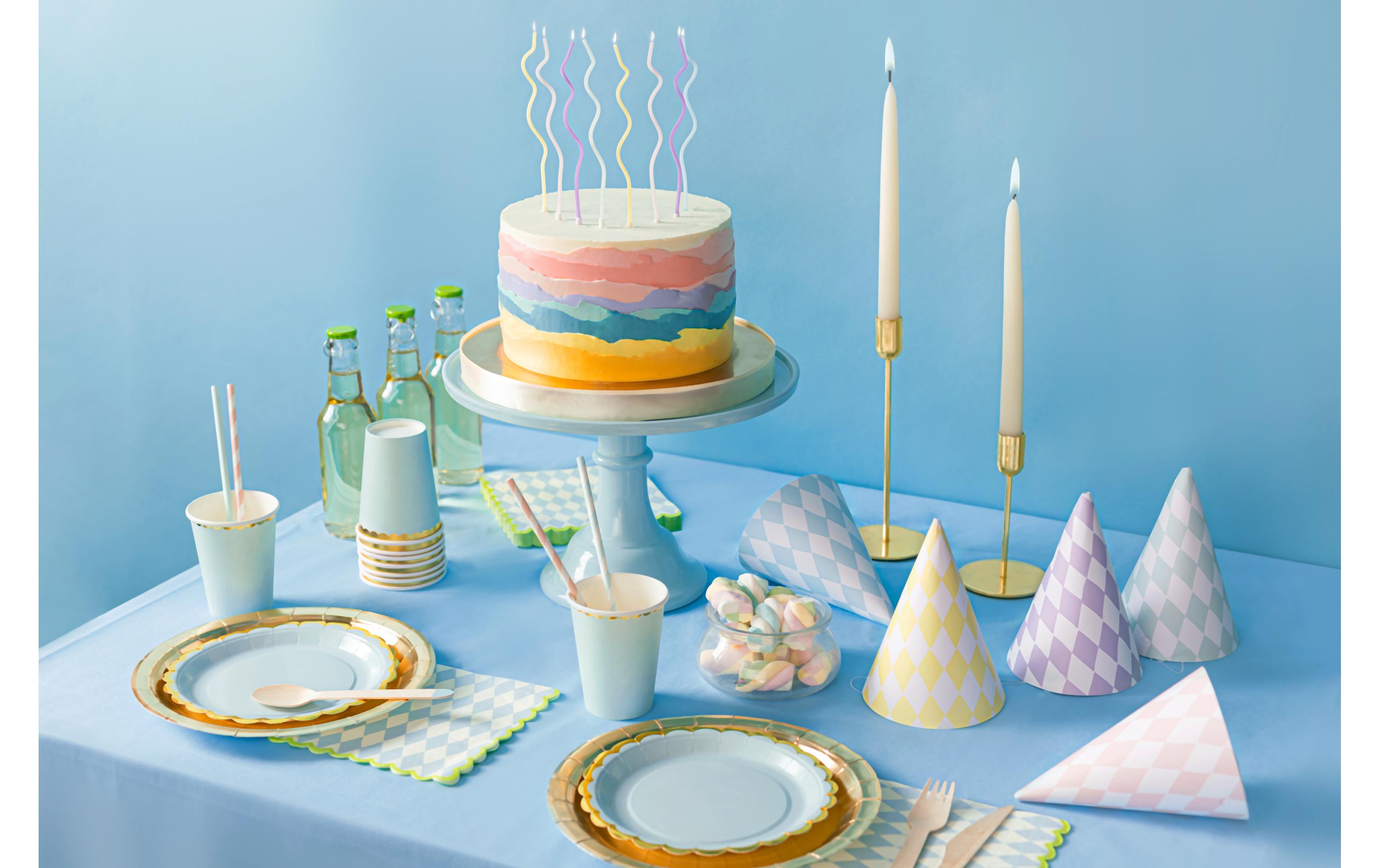 Partydeco Kerze gedreht 8 Stück, Mehrfarbig