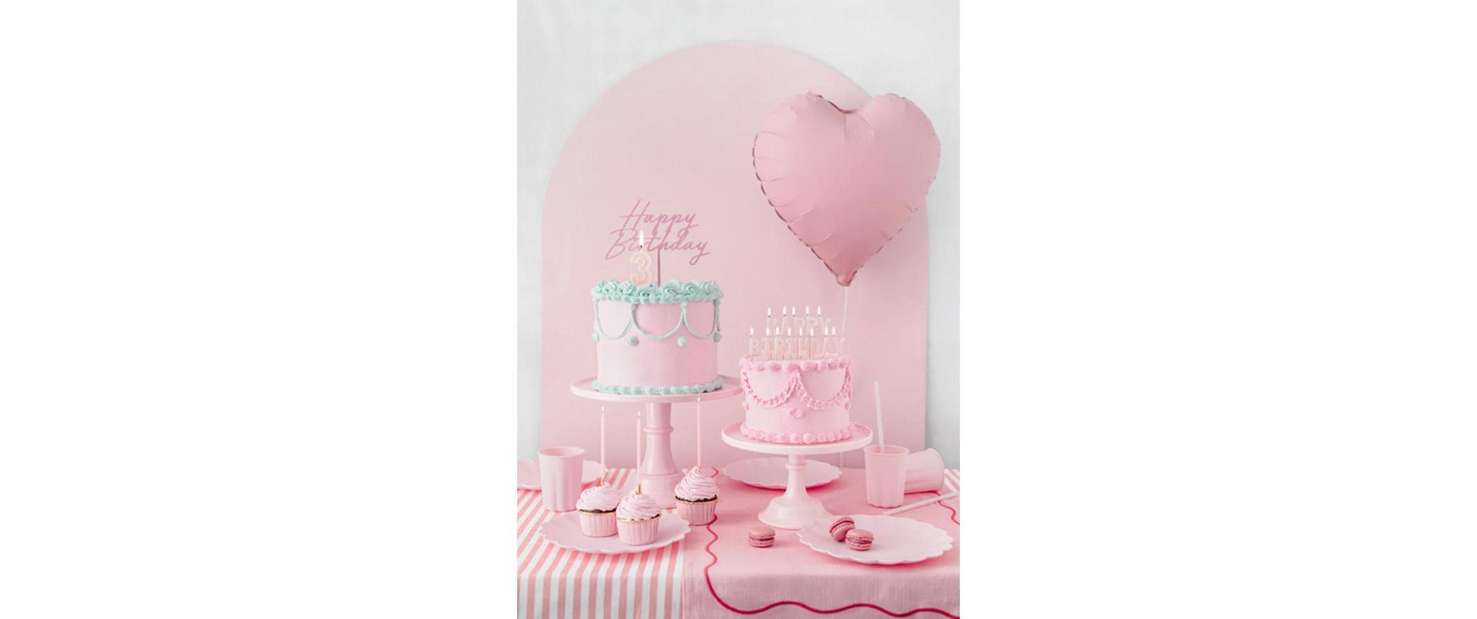 Partydeco Kerze Happy Birthday, Rosa, H 2.5 cm, 13 Stück