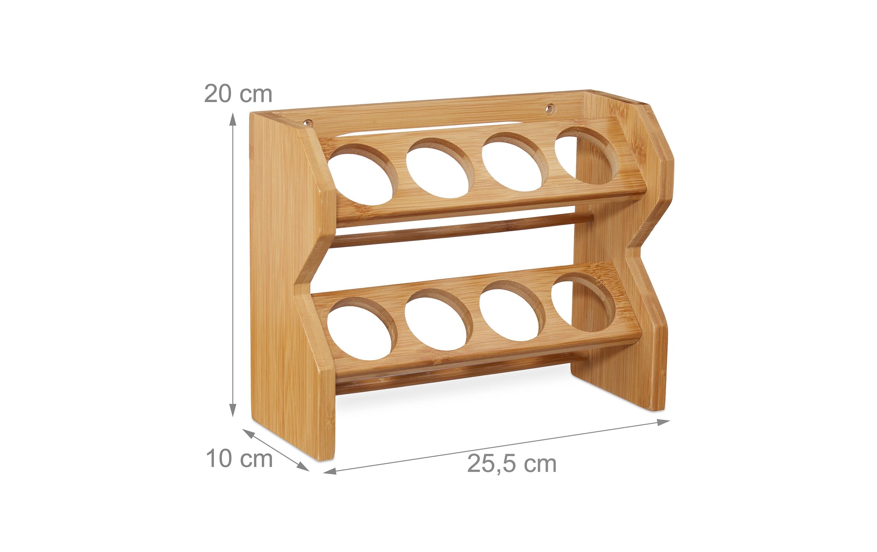 relaxdays Gewürzregal 8 Gläser Hellbraun/Schwarz/Transparent