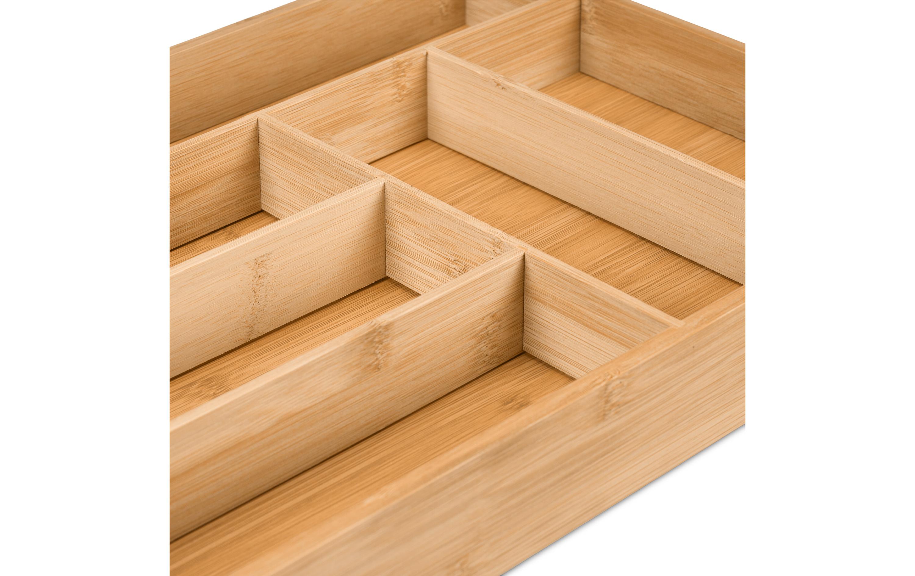 relaxdays Besteckkasten 6 Fächer Braun