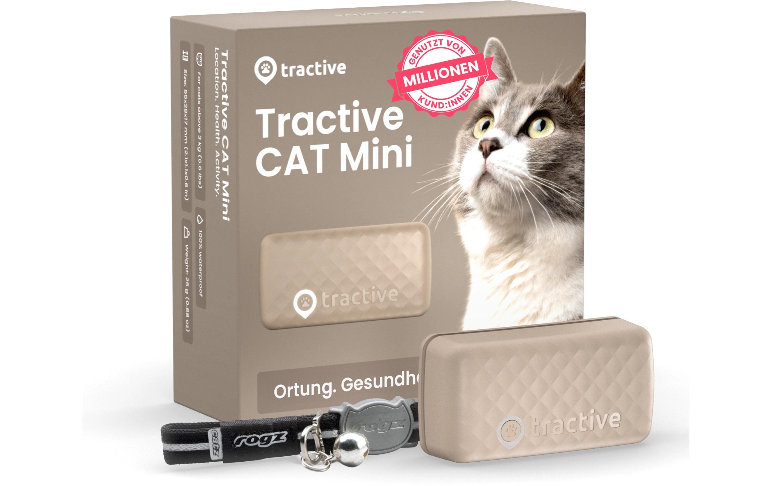 tractive GPS-Tracker CAT Mini LTE, Braun tractive GPS-Tracker CAT Mini LTE, Braun