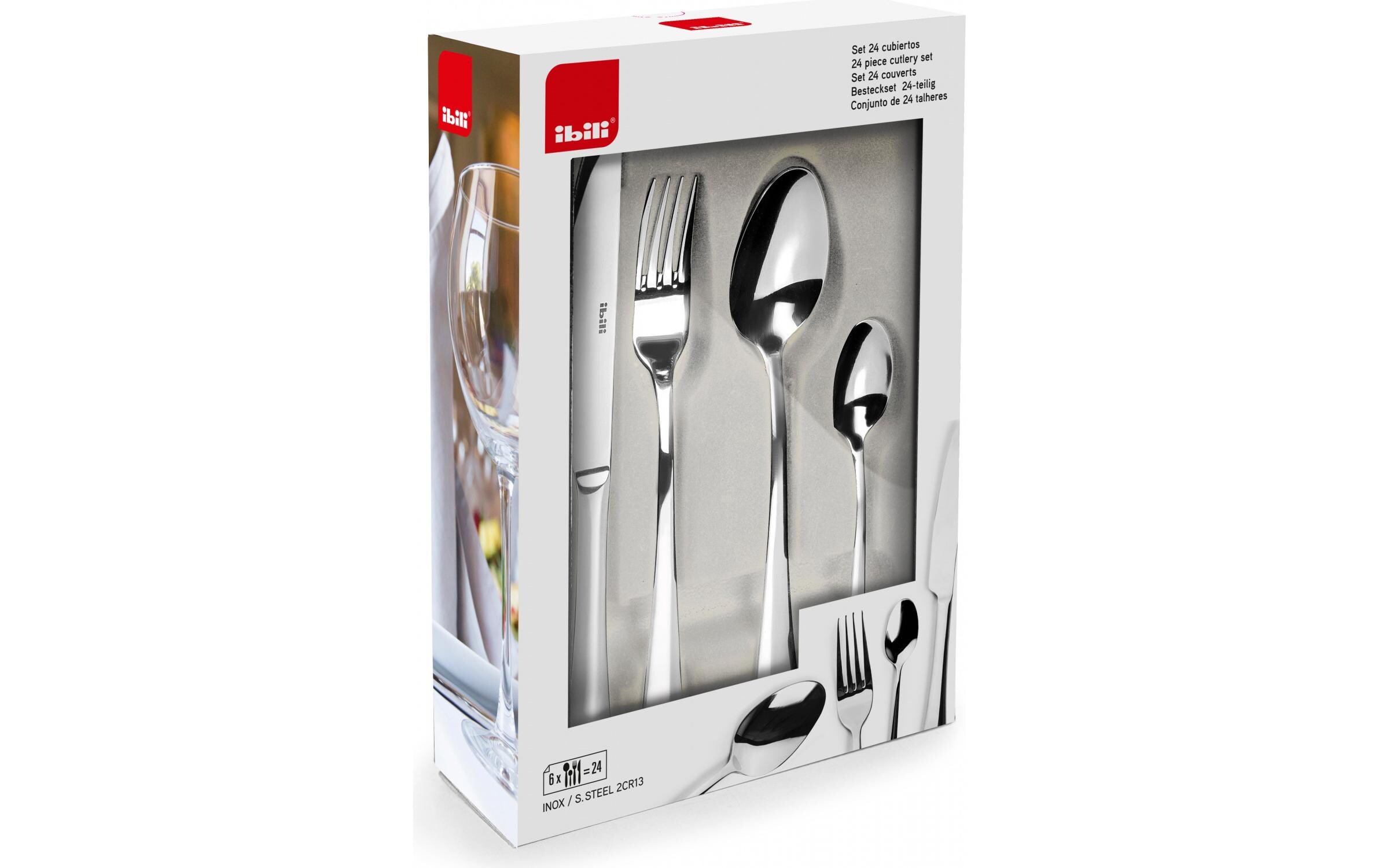 Ibili Besteck-Set aus Edelstahl Cubiertos 24-teilig, Silber