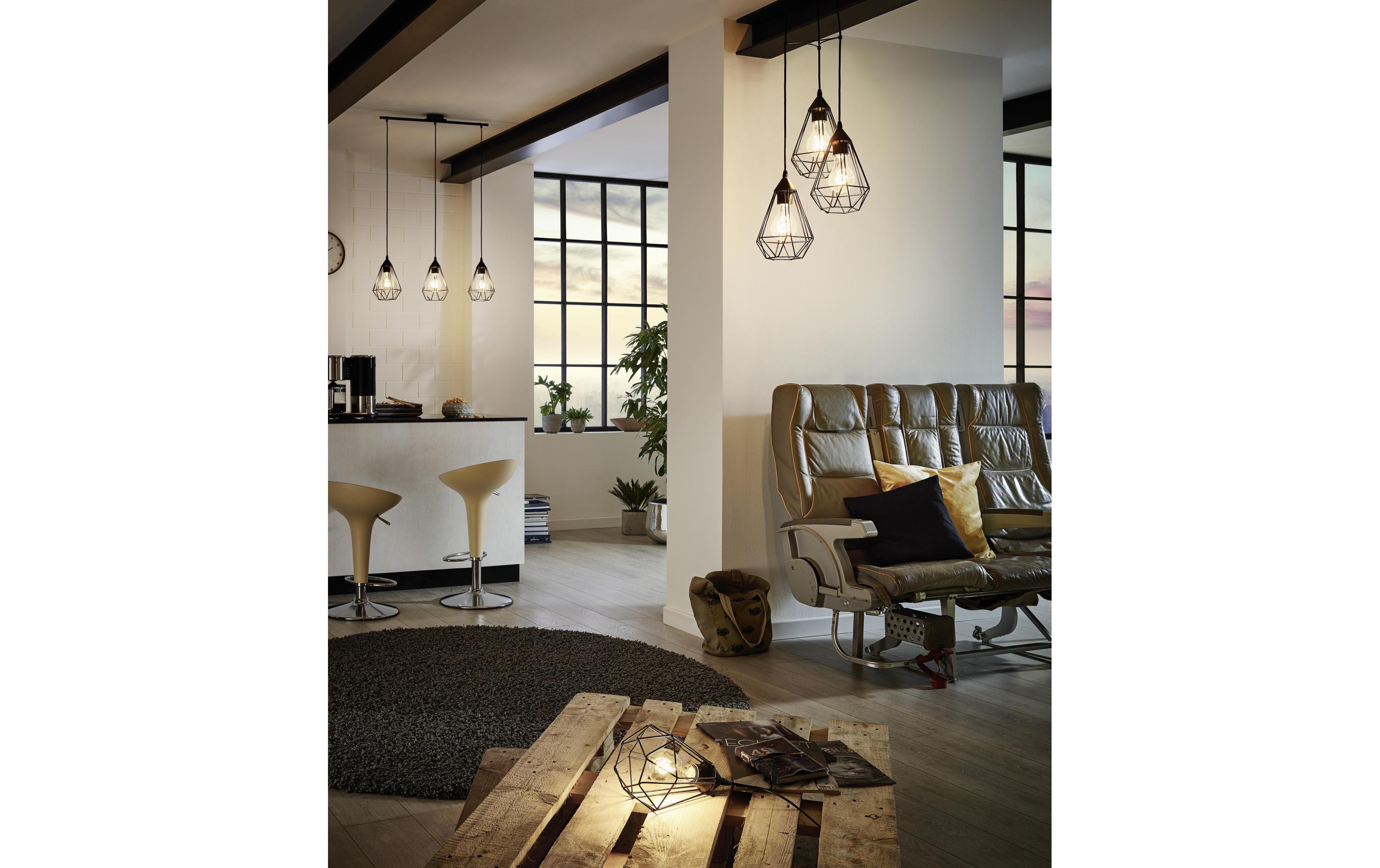 EGLO Leuchten Pendelleuchte TARBES 3x E27 Schwarz EGLO Leuchten Pendelleuchte TARBES 3x E27 Schwarz