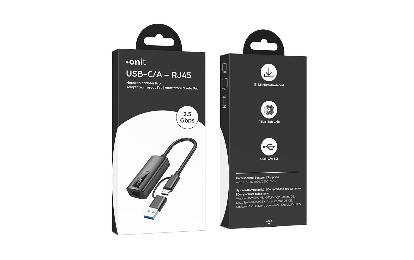 onit Netzwerk-Adapter Pro USB-C/A – RJ45 2.5G-LAN