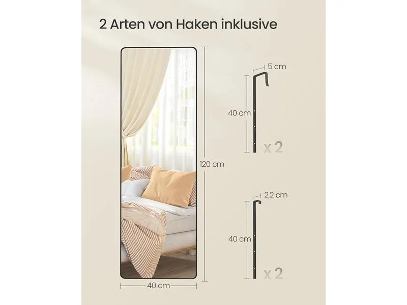 Songmics Spiegel 40 x 120 cm, Schwarz Songmics Spiegel 40 x 120 cm, Schwarz