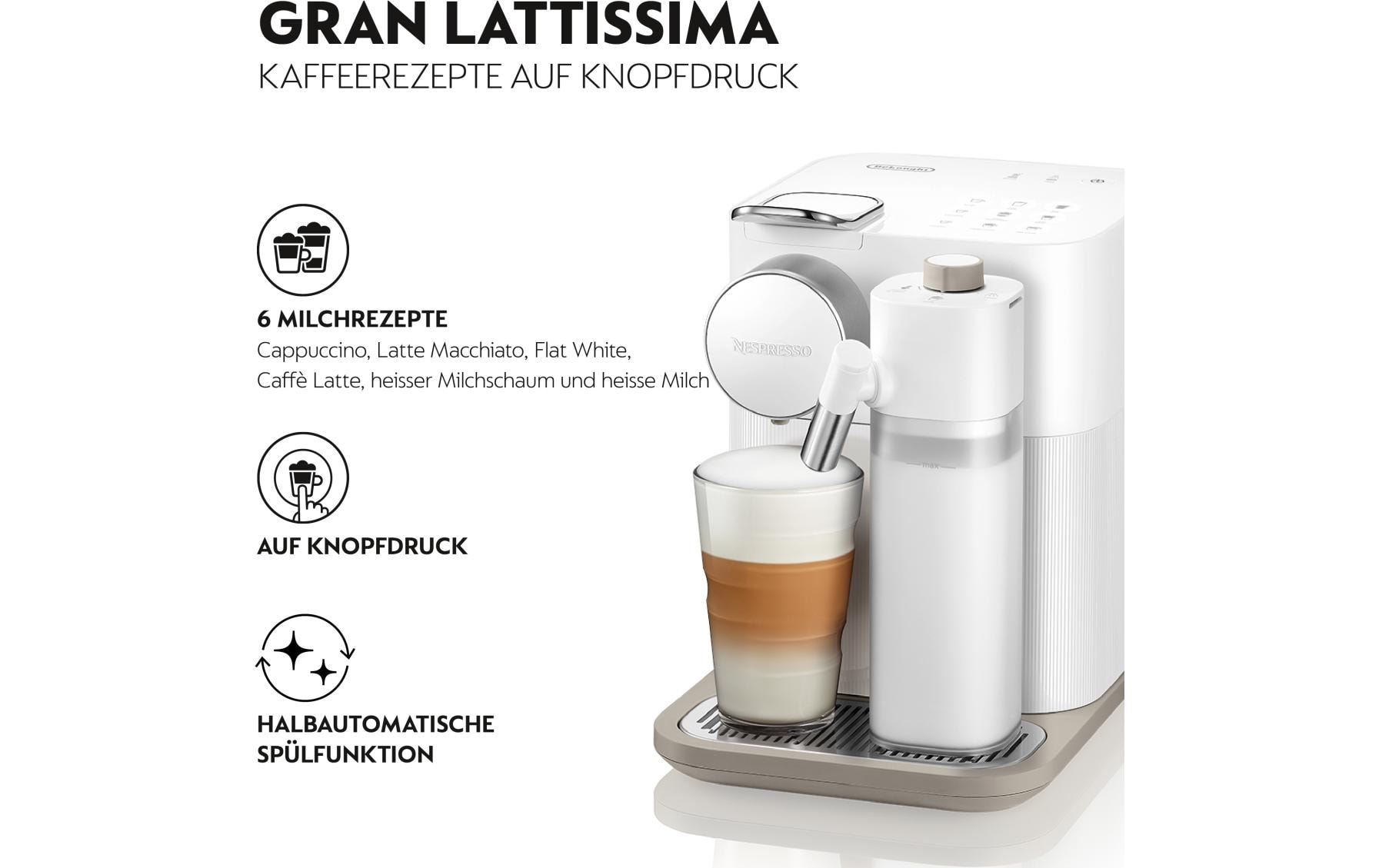 De'Longhi Kaffeemaschine Nespresso Gran Lattissima EN 640.W Weiss
