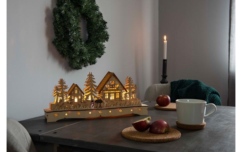 Konstsmide LED-Dekolicht Dorf mit Rentieren 43 x 19 cm