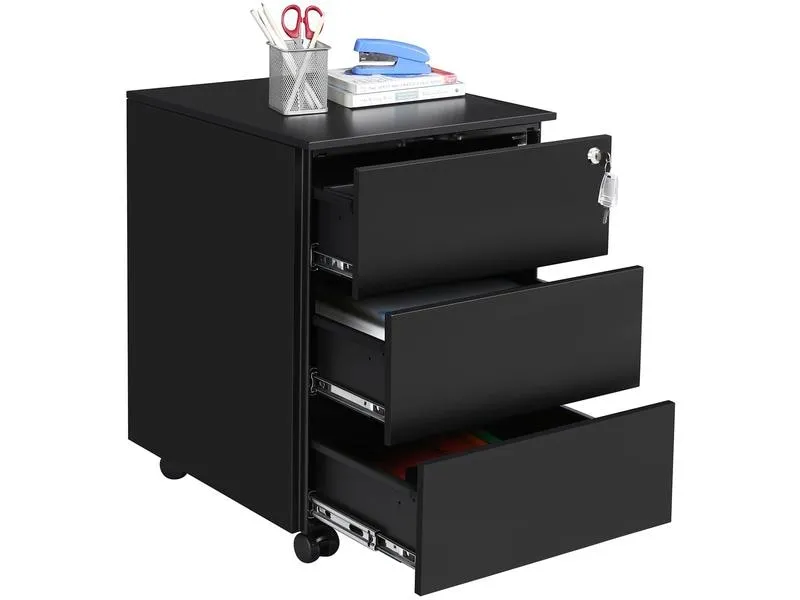 Songmics Multifunktionswagen mit drei Schubladen, Schwarz Songmics Multifunktionswagen mit drei Schubladen, Schwarz