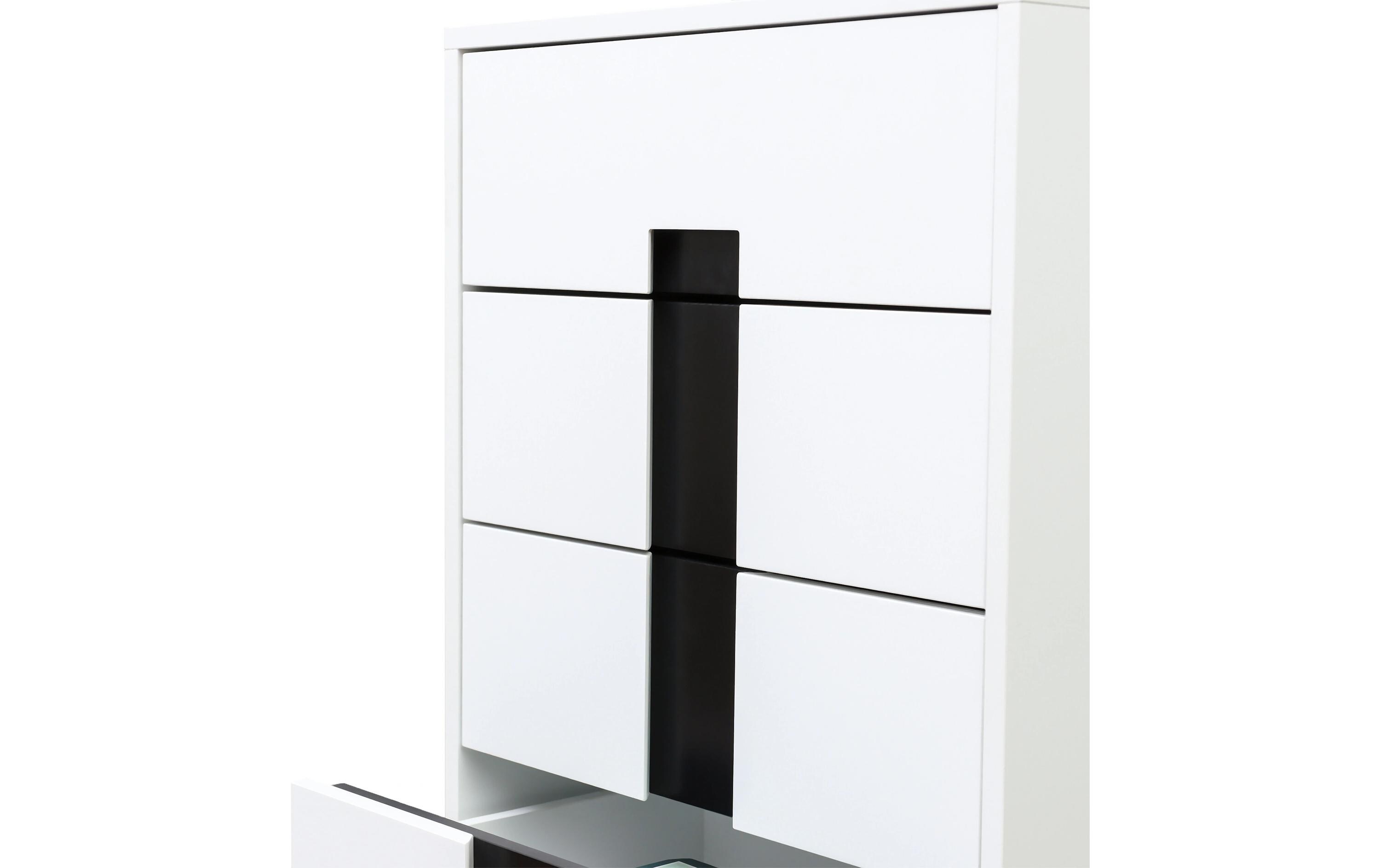 relaxdays Kommode mit 5 Schubladen 88 x 50 x 40 cm Weiss/Schwarz