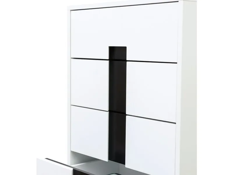 relaxdays Kommode mit 5 Schubladen 88 x 50 x 40 cm Weiss/Schwarz relaxdays Kommode mit 5 Schubladen 88 x 50 x 40 cm Weiss/Schwarz