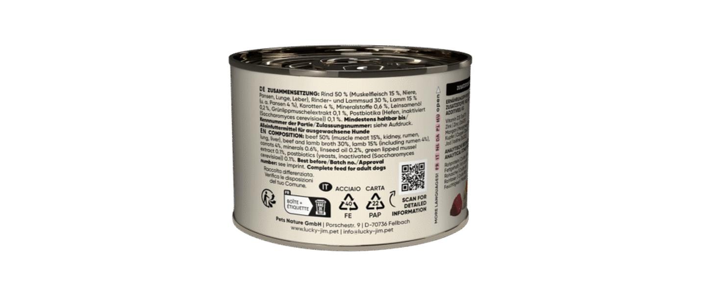 Lucky Jim Nassfutter Mini Adult Rind und Lamm 200 g