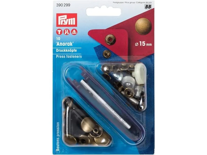 Prym Druckknöpfe Anorak 15 mm, 10 Stück Prym Druckknöpfe Anorak 15 mm, 10 Stück
