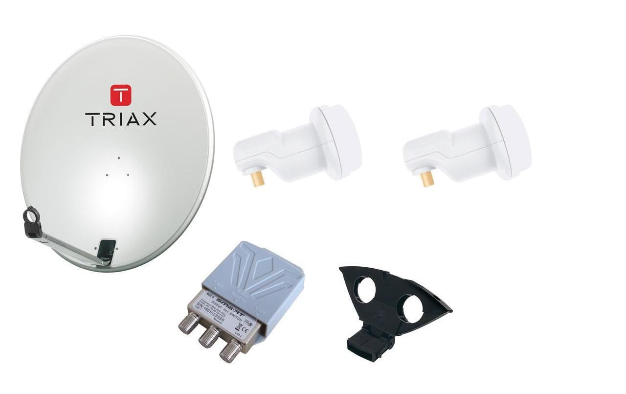 Satelliten TV Zubehör SAT Antenne Set (Einsteiger-Angebot) Hellgrau