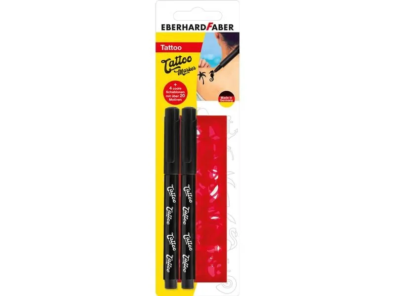 Eberhard Faber Tattoostift inkl. Schablonen, 2 Stück