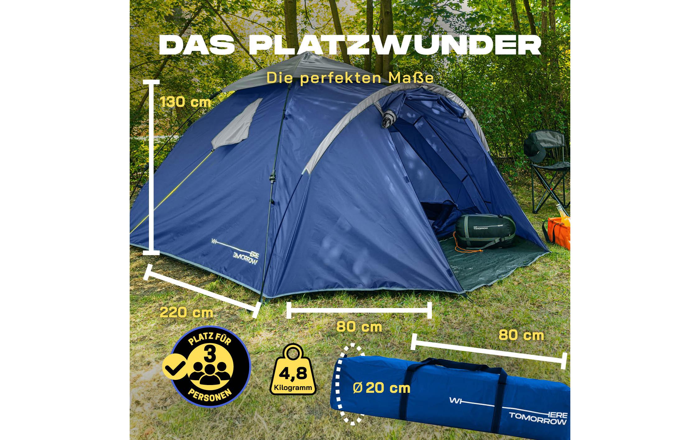 Where tomorrow Drei Personenzelt Pop-Up - Blau