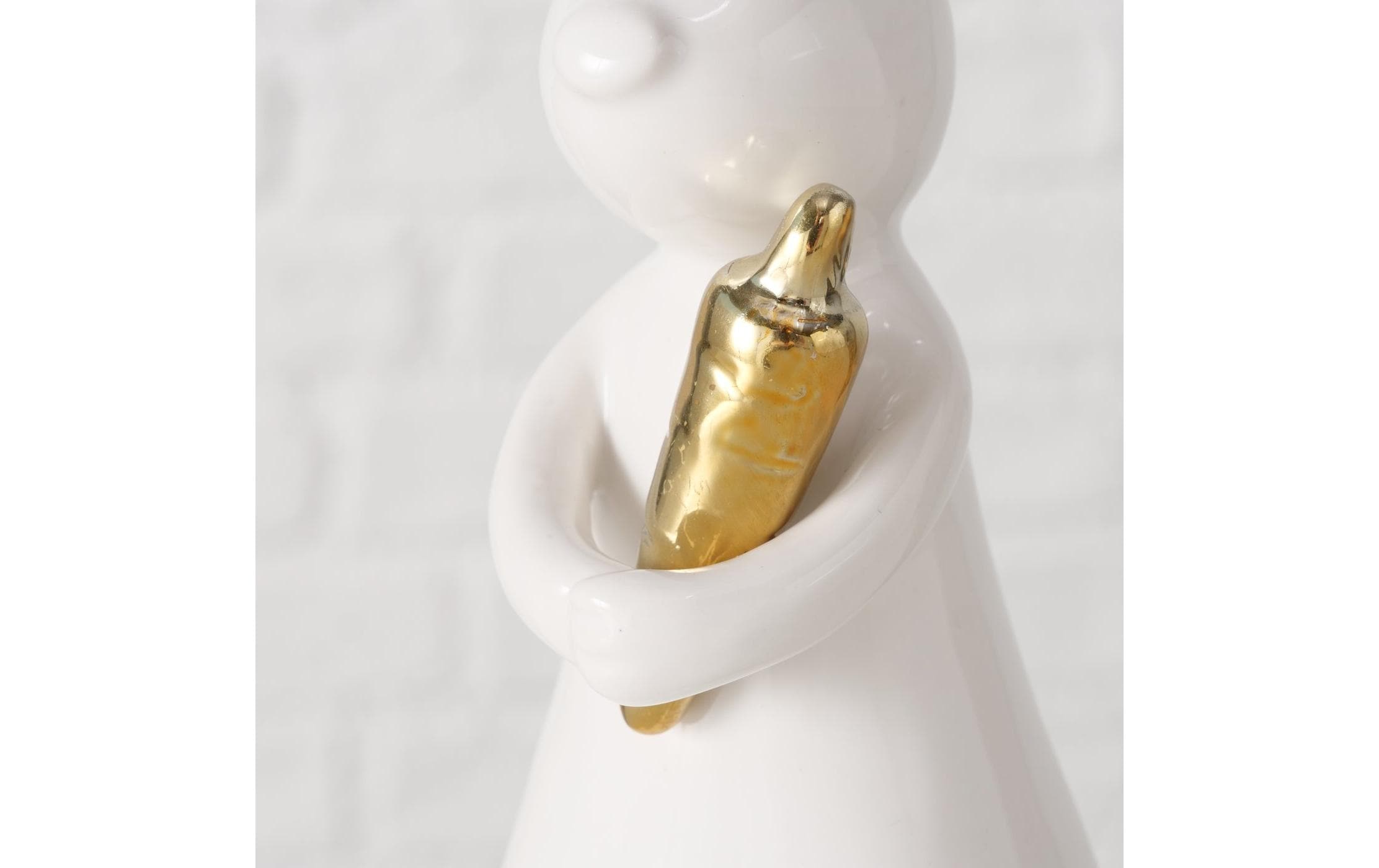 Boltze Aufsteller Hase Hopsi 17 cm, Keramik, Weiss