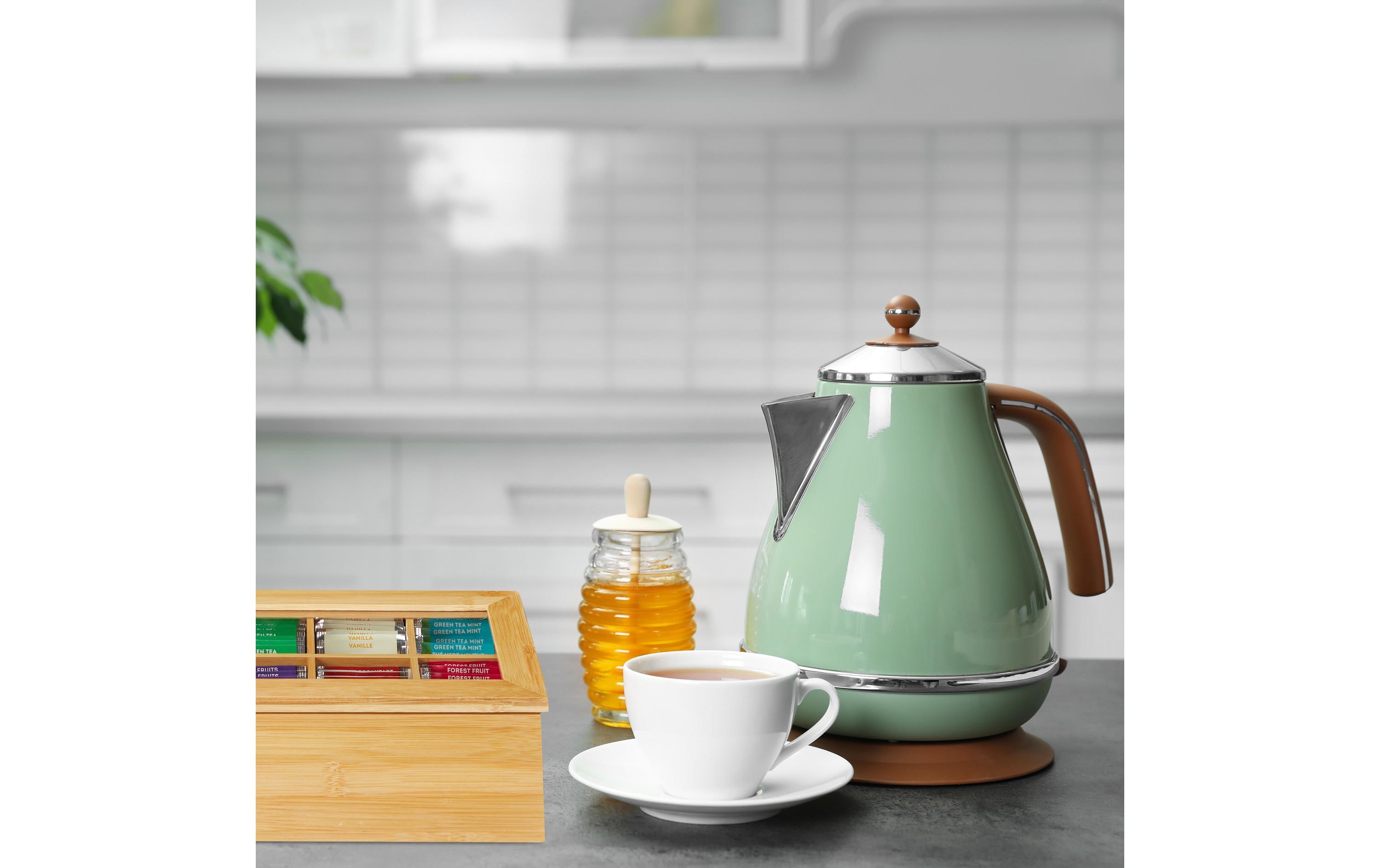 relaxdays Teebeutel-Box 12 Fächer, Hellbraun