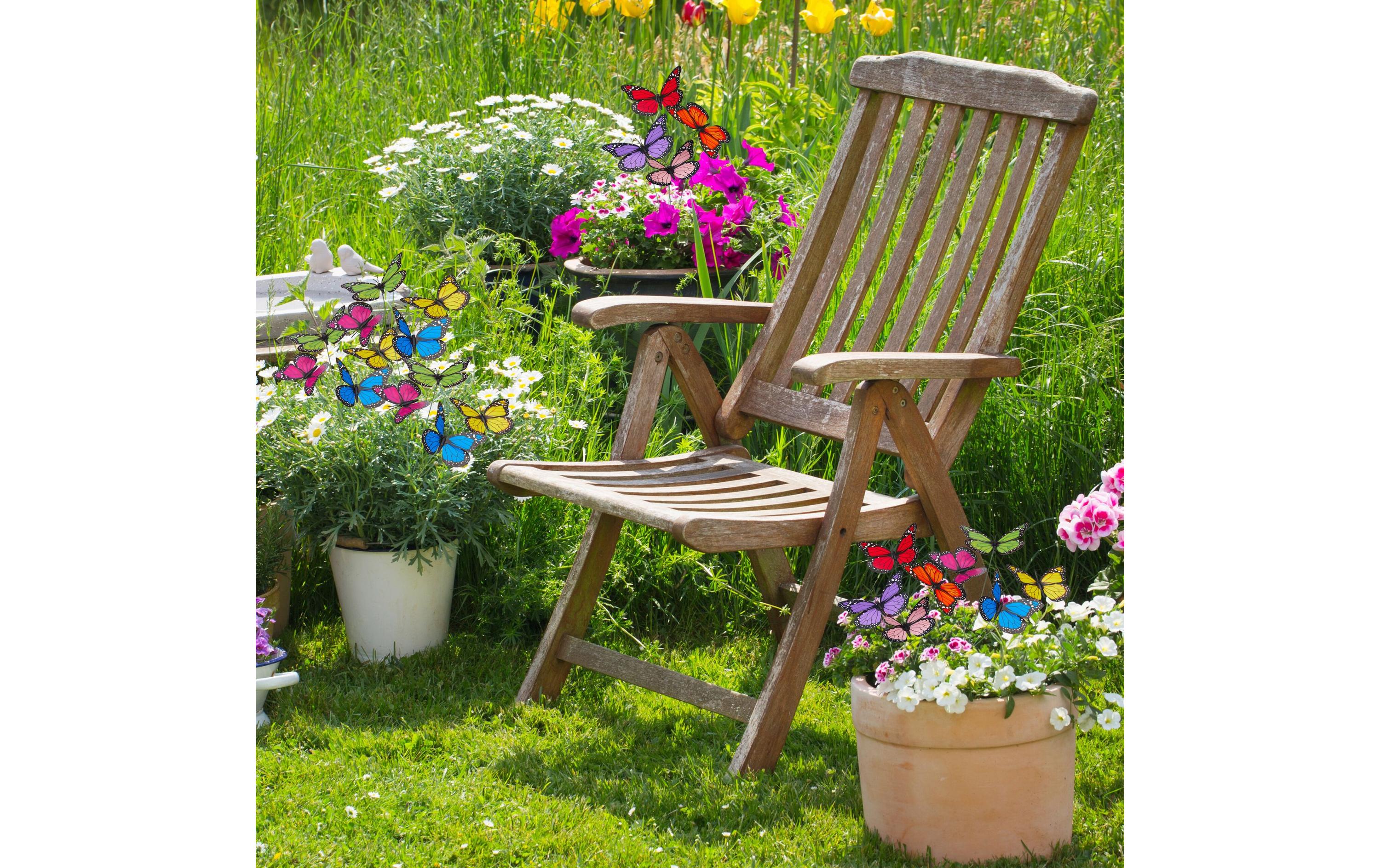 relaxdays Gartenstecker Schmetterlinge 72 Stück, Mehrfarbig