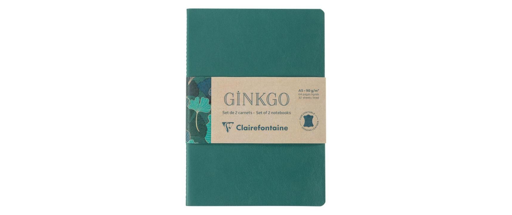 Clairefontaine Notizheft Ginkgo assortiert, A5, Liniert, Grün