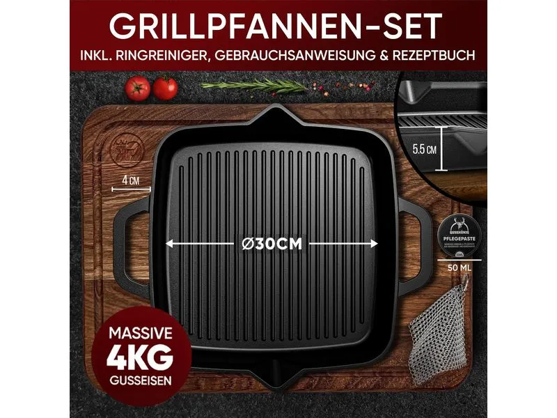 Gusskoenig Eingebrannte Grillpfanne 30 cm Gusskoenig Eingebrannte Grillpfanne 30 cm