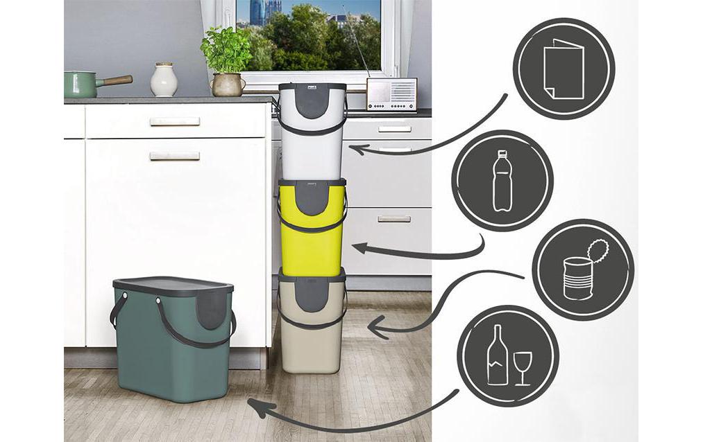 Rotho Recyclingbehälter Albula 25 l, Mistletoe Weiss