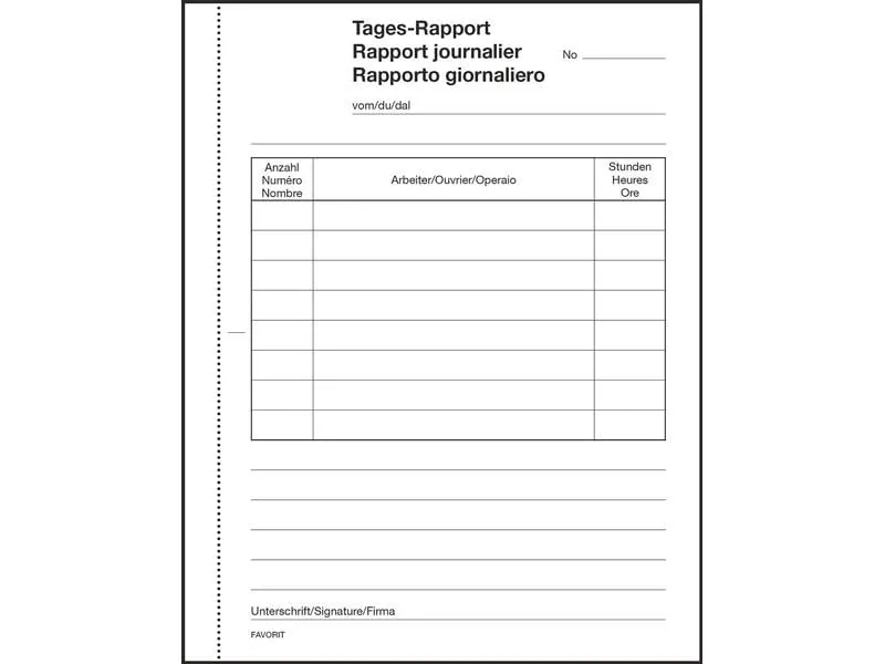 Favorit Durchschreibeblock 113 x 144 mm Tages-Rapporte