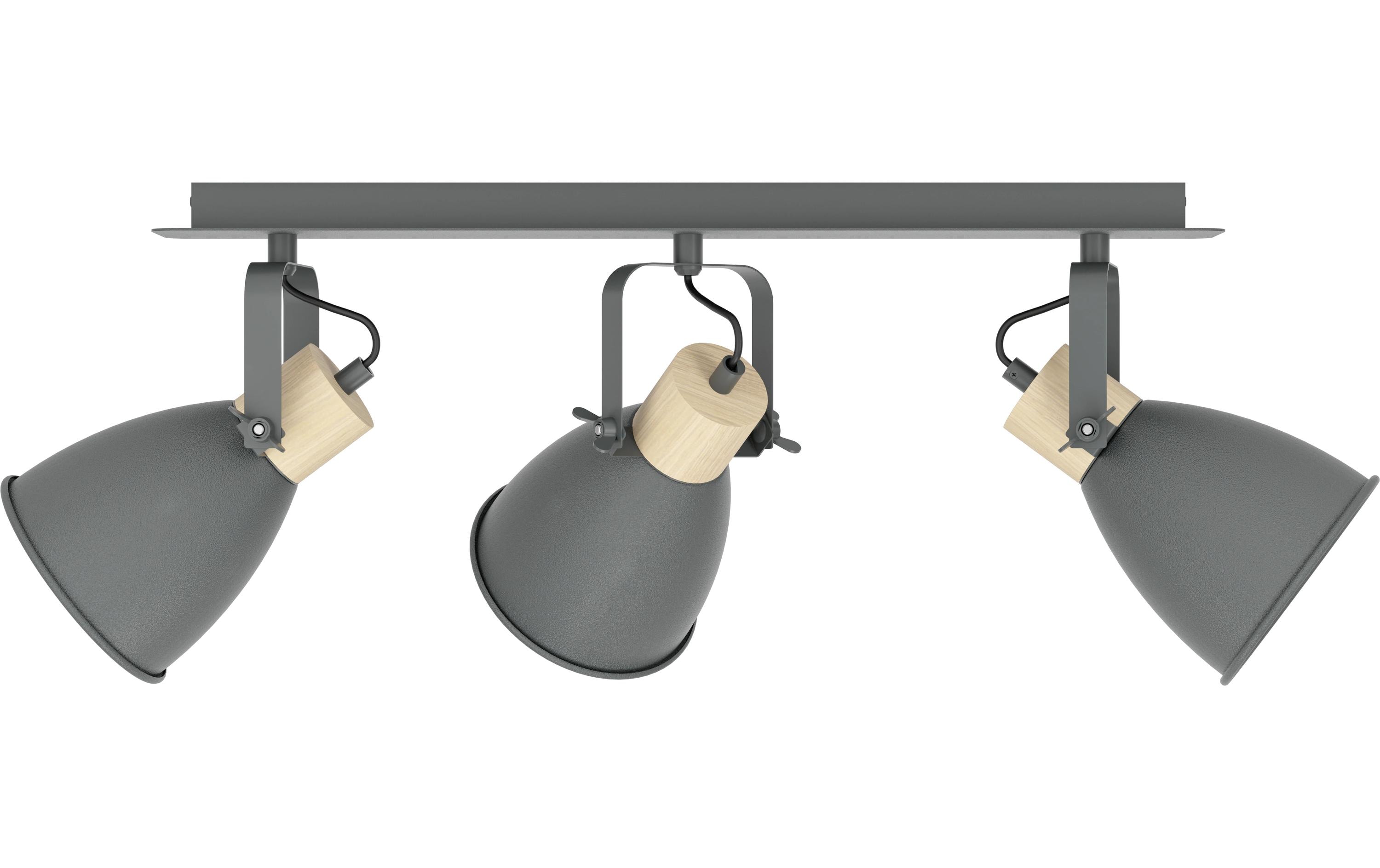 EGLO Leuchten Aufbauspot BALKEN/3 E27 ANTHRAZIT/HOLZ 'COSWARTH' E27