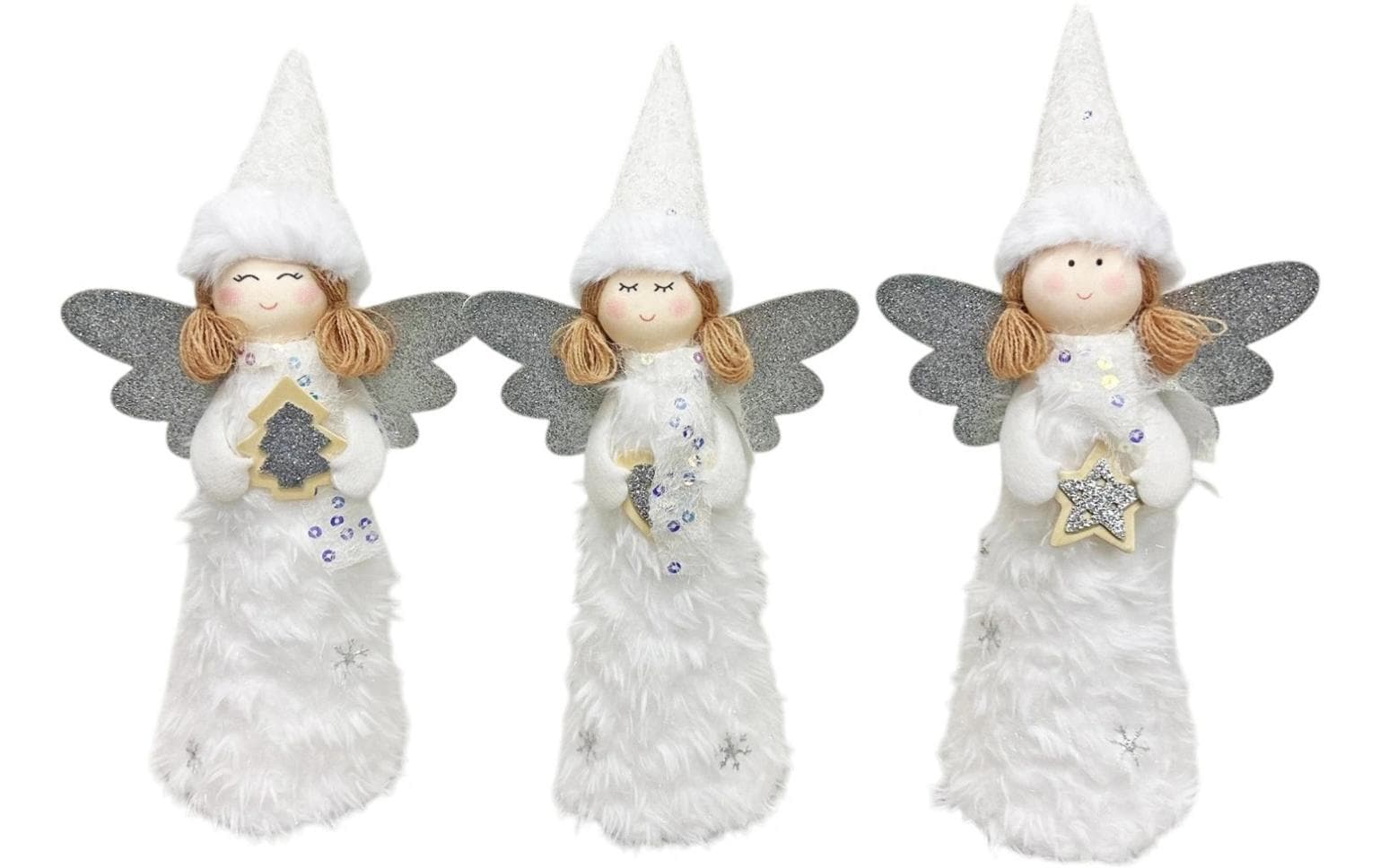 Dameco Weihnachtsfigur Engel stehend 3-er Set, Weiss