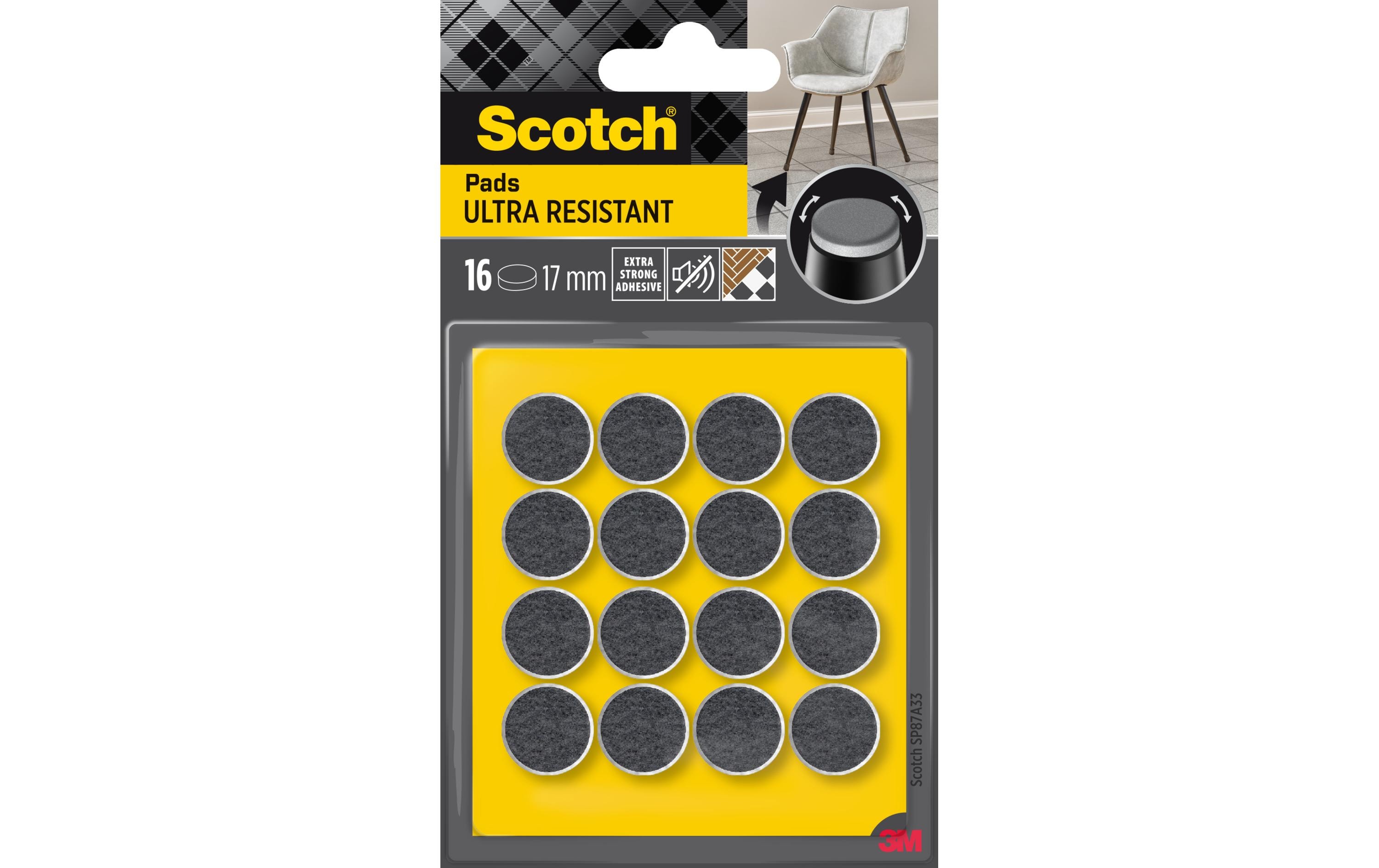 3M Filzgleiter Ultra Resistant, Ø 17 mm, Grau, 16er Pack 3M Filzgleiter Ultra Resistant, Ø 17 mm, Grau, 16er Pack