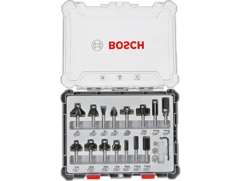 Bosch Professional Fräserset 8-mm-Schaft 15-teilig Bosch Professional Fräserset 8-mm-Schaft 15-teilig