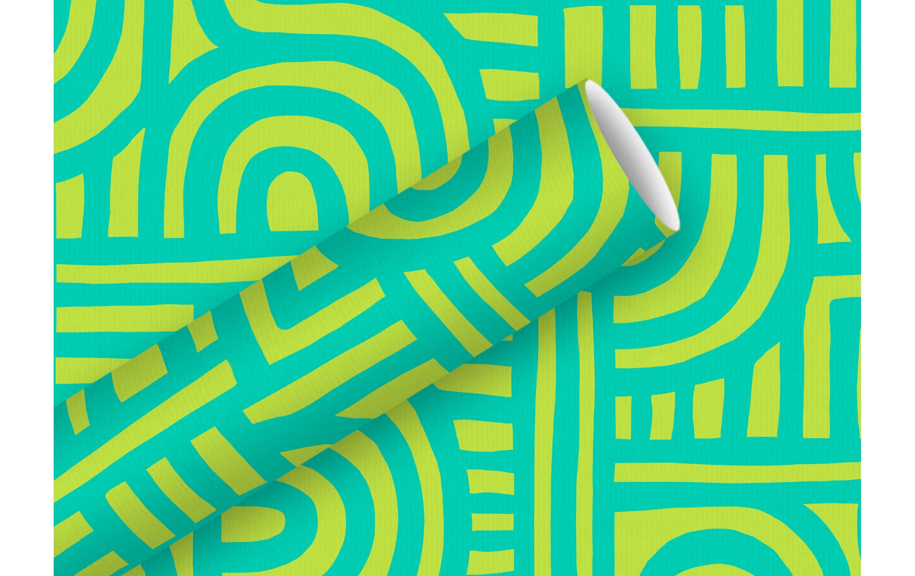 Braun + Company Geschenkpapier By Nature Labyrinth 2 m x 70 cm, Türkis
