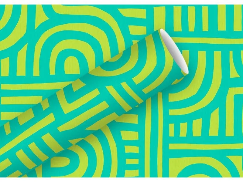 Braun + Company Geschenkpapier By Nature Labyrinth 2 m x 70 cm, Türkis