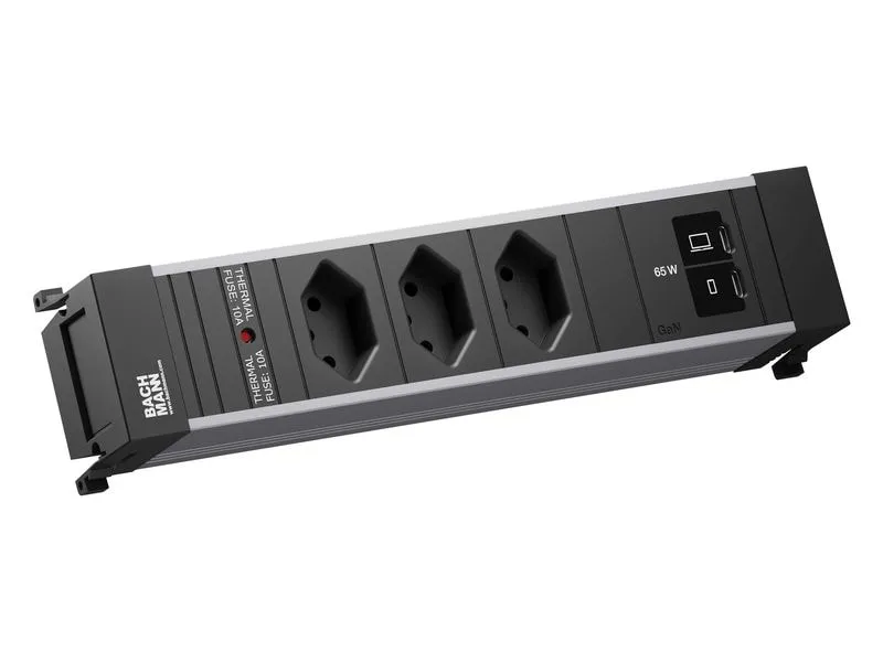 Bachmann Einbausteckerleiste POWER FRAME M 3xT13 1xUSB C/C 65W 0.2m Bachmann Einbausteckerleiste POWER FRAME M 3xT13 1xUSB C/C 65W 0.2m