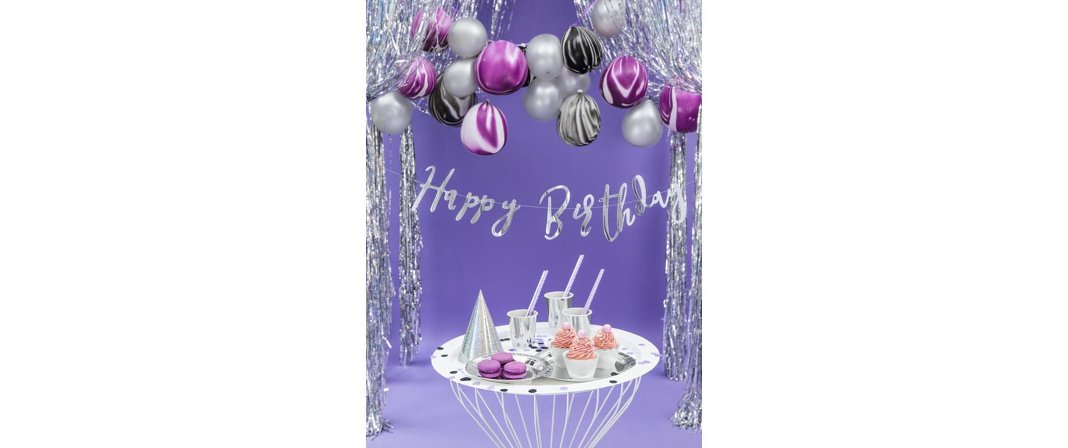 Partydeco Girlande Happy Birthday Silber, 16.5 x 62 cm