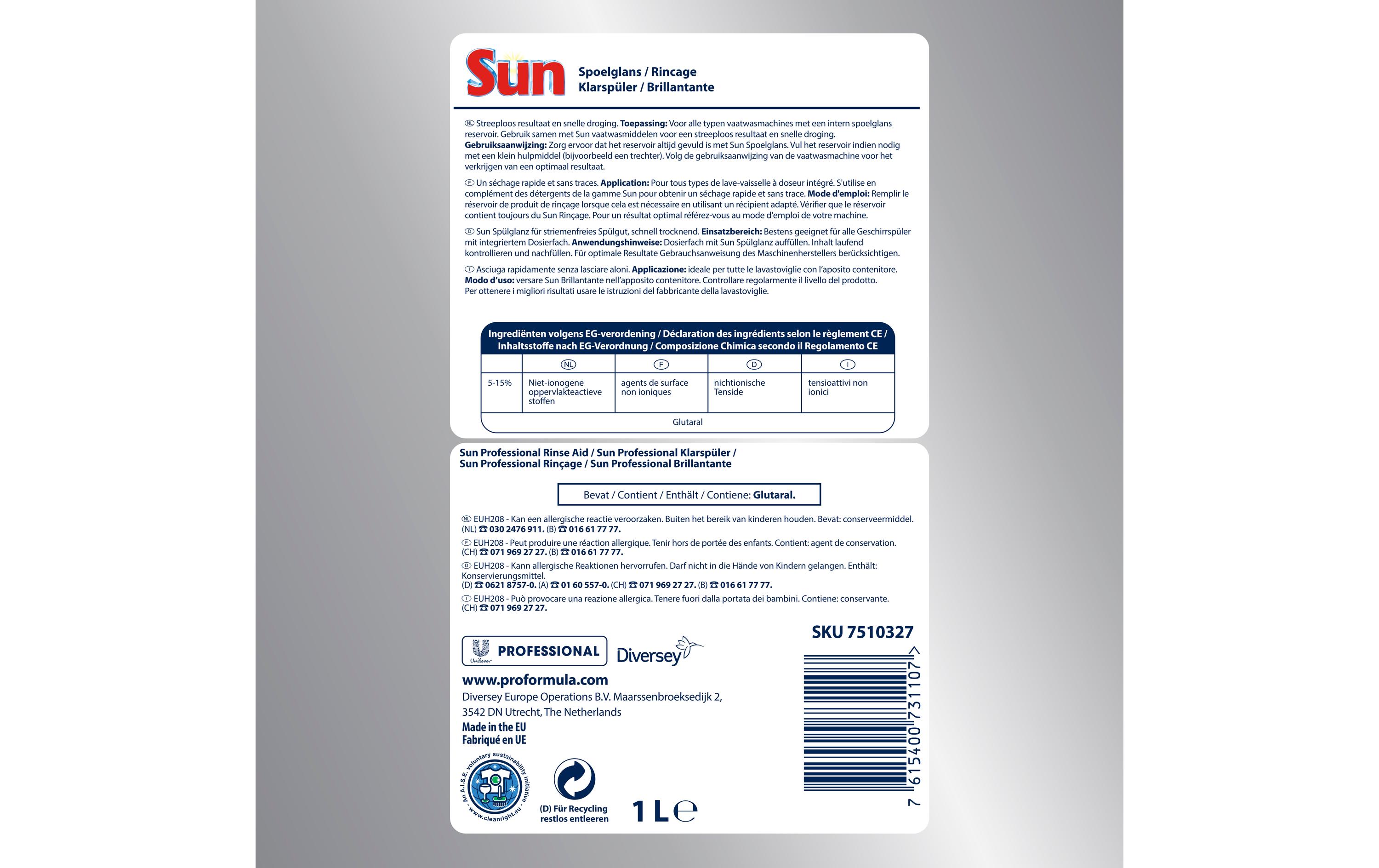 Diversey Pro Formula Klarspüler Sun Professional 1 l