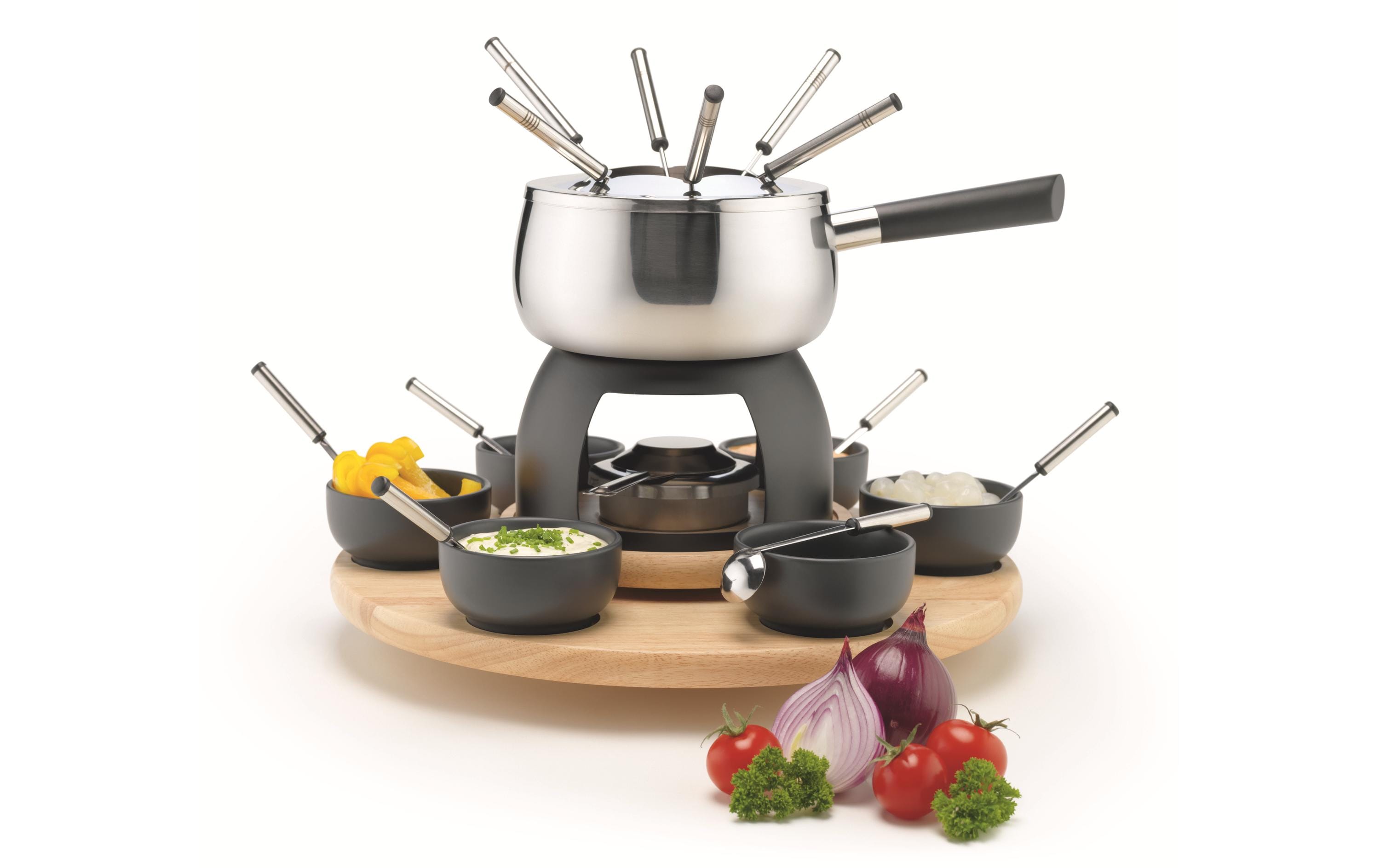 Mäser Käsefondue-Set 23 Teile, Schwarz/Silber/Braun