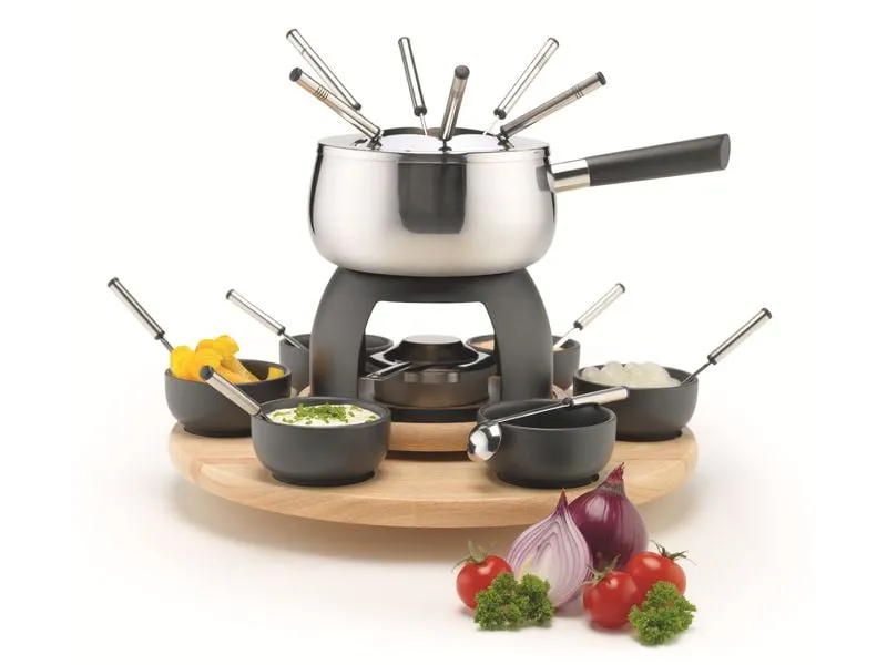 Mäser Käsefondue-Set 23 Teile, Schwarz/Silber/Braun