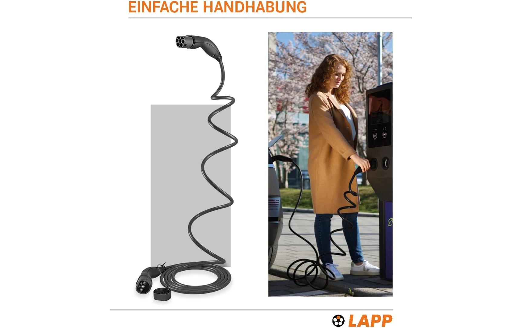 Lapp Ladekabel für Elektroauto Typ 2, 7.4kW, 32A, 5 m, Schwarz